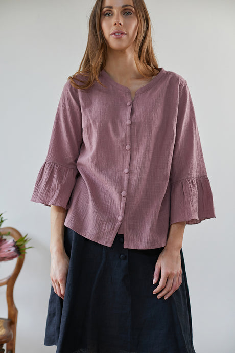 Bachelor Buttons Top - Dusty Pink